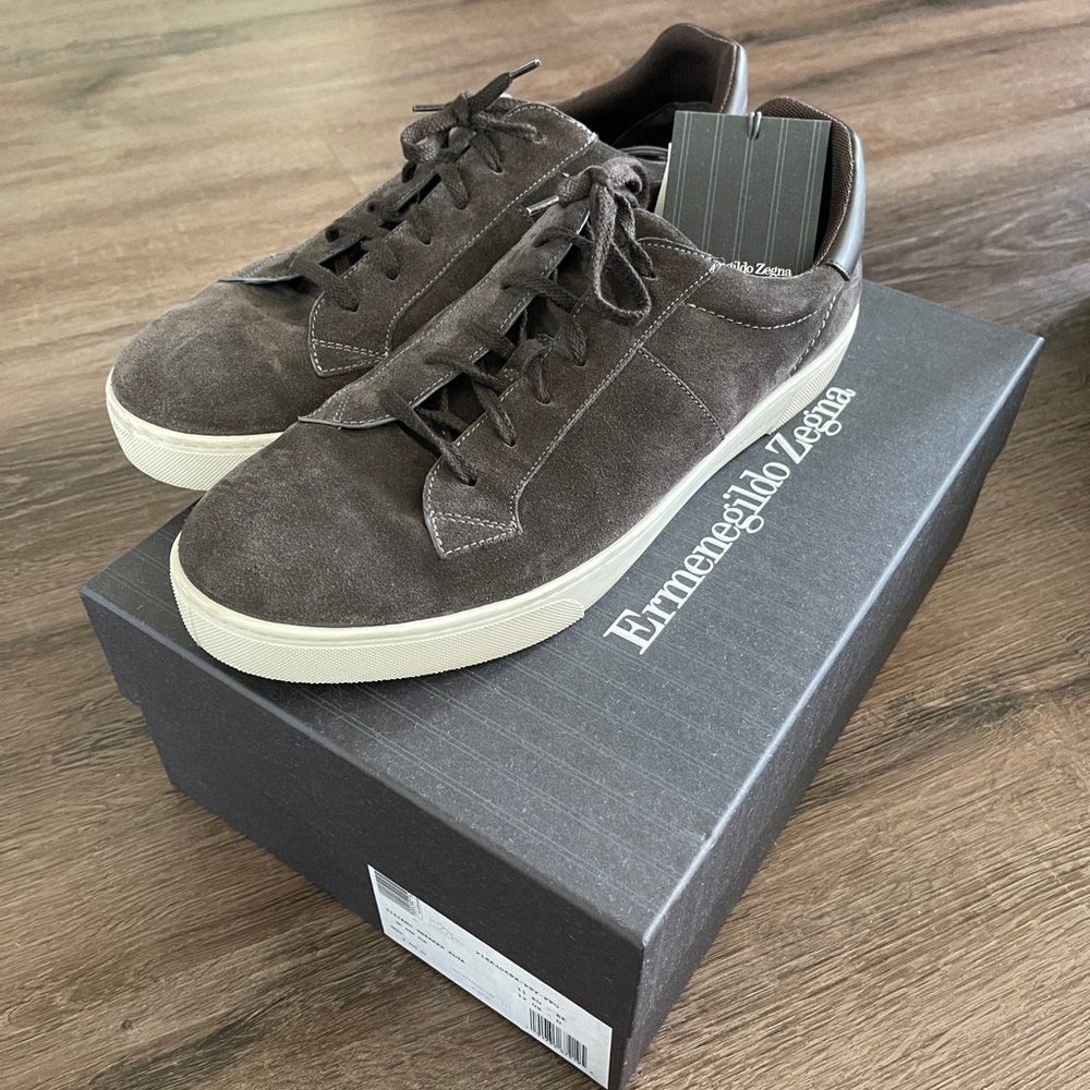 Men’s 11 brown suede ermenegildo zegna low top